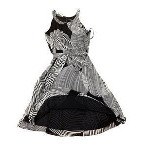 Ann Taylor Sleeveless Day Evening Dress Black White Swirl Pattern Size 14 NEW